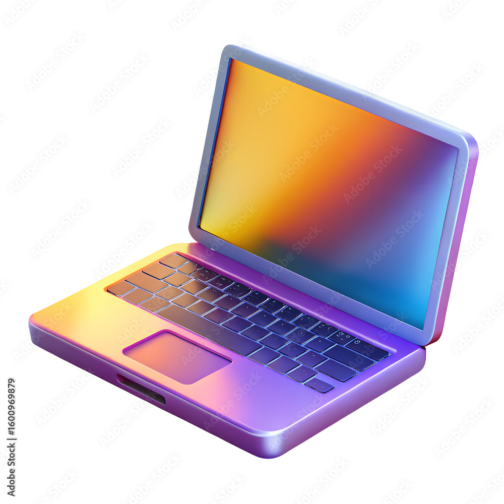 Fototapete laptop technology computer digital device notebook pc screen keyboard render art on transparent back