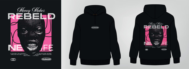 Men's hoddie mockup with print