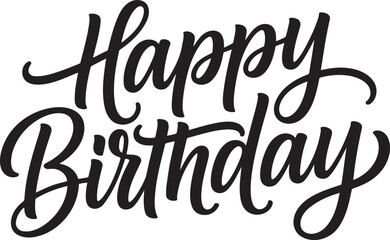 Elegant Black Happy Birthday Calligraphy on White Background