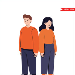 Young Couple Holding Hands: Minimalist Illustration Flat vector illustration