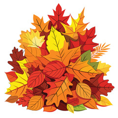 colorful pile of autumn leaves resting on a clean white background..eps