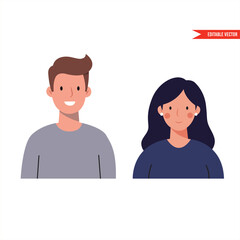 Smiling Couple Avatar Icons:  Pixel Art Profile Pictures for Websites & Social Media Flat vector illustration