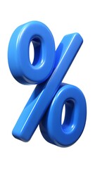 3d blue percent sign isolated on white background