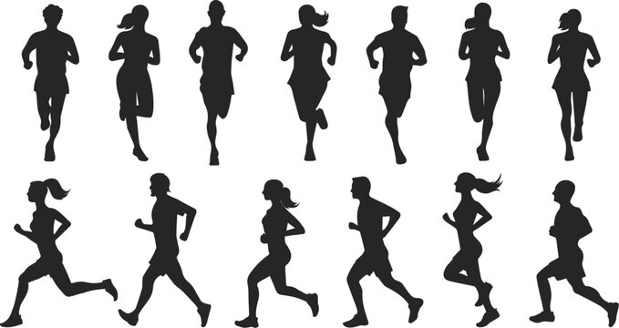 Silhouettes of sport runners