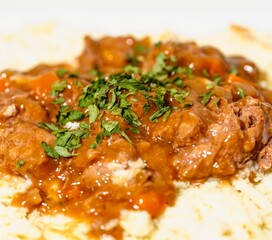 close up of a beef casserole