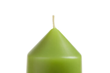 a green candle with a white background