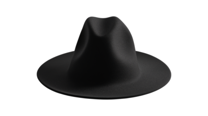 Stylish Black Fedora Hat Isolated on Transparent View