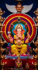 Naklejka premium Explore krishna and radha deities in temple india hinduism spiritualism and religious art work