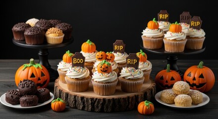 Halloween Cupcakes and Treats Decorated with Spooky Themes