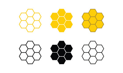Bee honeycomb set isolated on transparent background. png file vector illustration. Vector illustration eps file.
