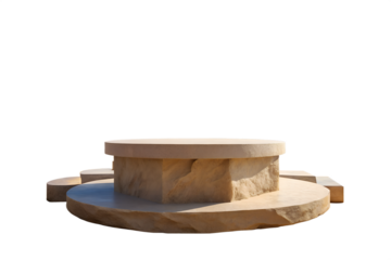 A stone platform is isolated on a transparent background for product presentation