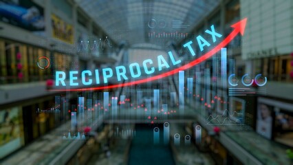 Visual Representation of Reciprocal Tax Concept with Market Trends in a Shopping Mall Environment. Consignment.