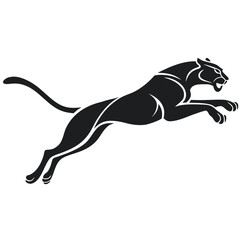 Obraz premium Elegant Black Panther Leaping Gracefully through the Air in a Dynamic Pose