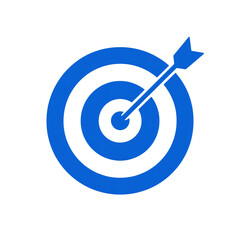 A blue target with an arrow isolated on transparent background