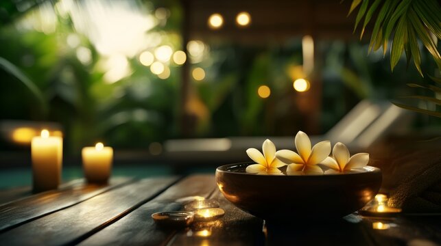full body Thai massage in cultural spa environment, warm lighting, decorative elements, mindfulness atmosphere