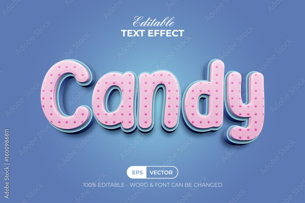 Poster candy editable text effect 3d style.