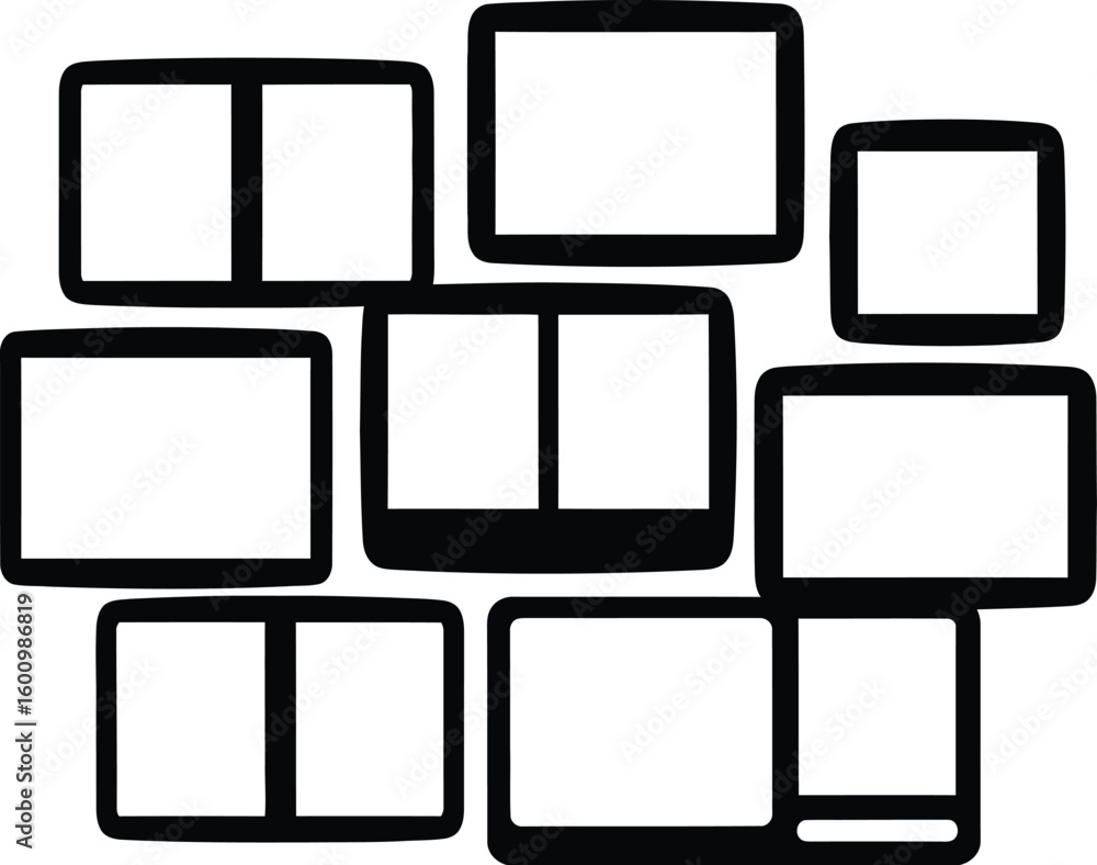 Poster collage frame mockup template for multiple images and photos display vector illustration design