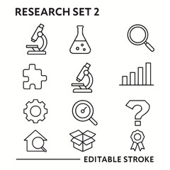 Science and education vector icon set, a symbol of discovery and design