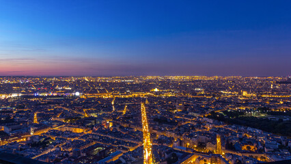 Panorama of Paris after sunset day to night timelapse. Top view from montparnasse building in Paris - France © HyperlapsePro