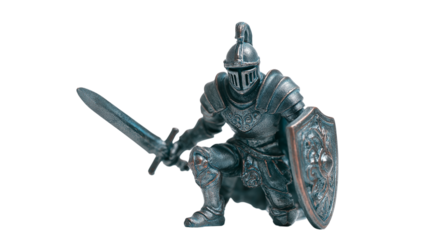 Toy Knight with Sword and Shield on Transparent BG