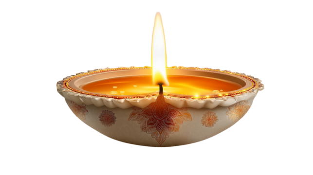 Traditional Oil Lamp with Flame for Spiritual Lighting - Powered by Adobe