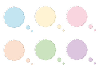 ふわふわした丸いふきだしフレームセット　パステルカラー
Fluffy round speech bubble frame set in pastel colors