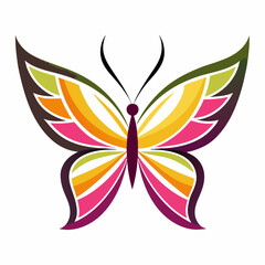 Obraz premium circle modern art flying butterfly logo design template illustration inspiration