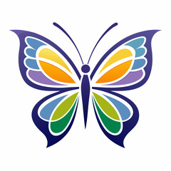 Obraz premium circle modern art flying butterfly logo design template illustration inspiration