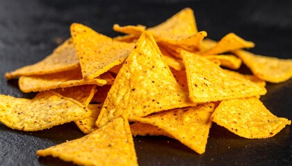 Pile of triangular tortilla chips