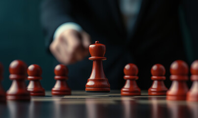 Leadership concept with chess piece on chessboard