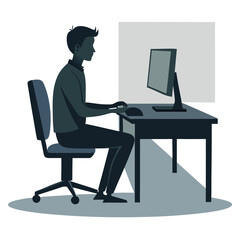 Man working on a computer at a desk