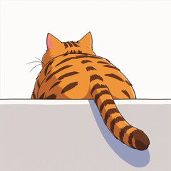 Red cat lies and sleeps on the grey bed. Shallow focus.