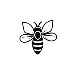 Fototapeta premium Cute black and white bee graphic design for branding or print.