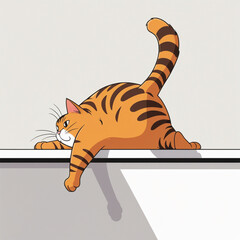Sleeping red cat on white background