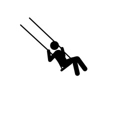 Black Silhouette Person on Swing Mid-Air Play