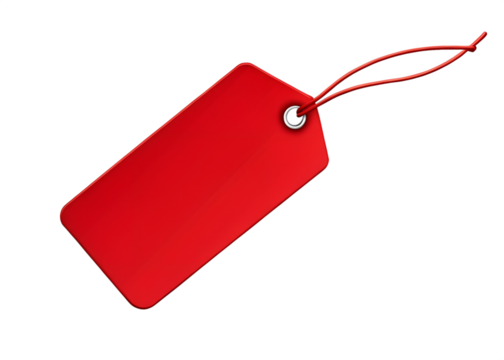 red price tag isolated on transparent background