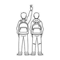 Two Students with Backpacks Showing Unity and Friendship