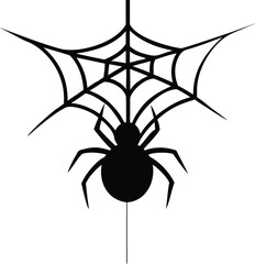 Spooky Halloween Spiderweb and Spider Silhouette Vector Graphic