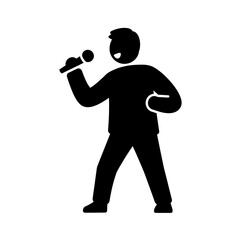 Black Silhouette Singer Holding Microphone Performance