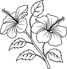 Elegant Black and White Hibiscus Flower Illustration