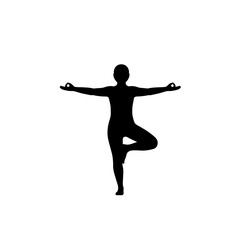 Black Silhouette Yoga Pose One Leg Balance