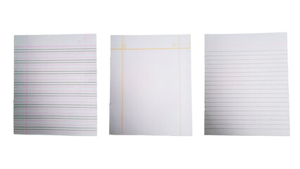 Three Types of Lined Paper, Pink, Yellow, and Gray, on transparent background, Perfect for Note Taking and School Projects