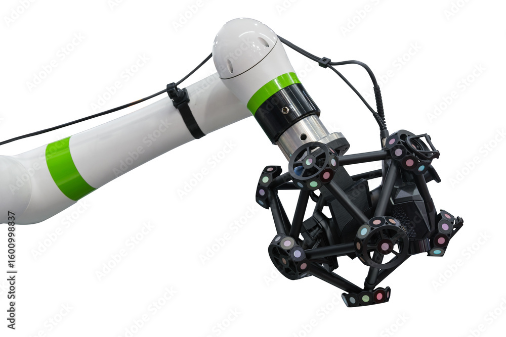 Aufkleber close-up cutout object industrial automation 3d scan robot for scanning metal workpiece for use on m