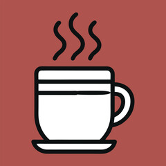 Minimal line icon of a steaming coffee cup.