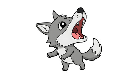 Adorable Cartoon Wolf Pup Howling