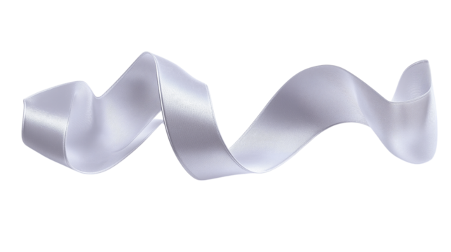 Wavy White Ribbon on a Transparent Background
