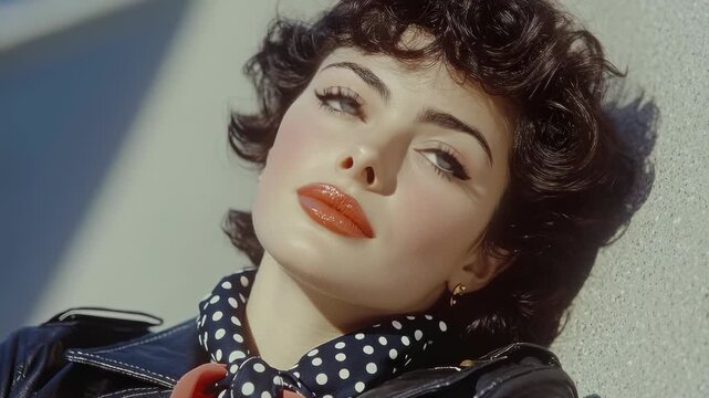 Classic era: retro youth, rockabilly spirit, pinup allure, Hollywood fashion, neon brightness, jukebox sound, diner scene, vintage chic, 50s elegance, stylish appeal, timeless romance.