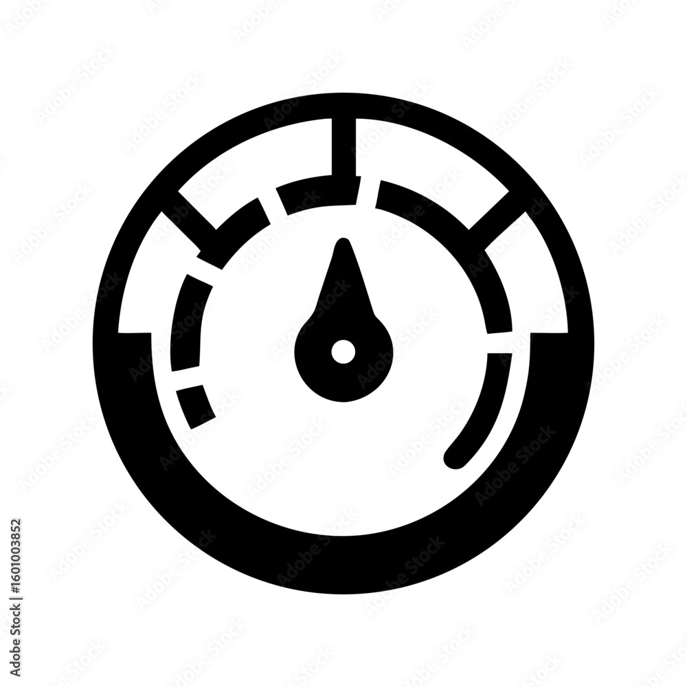 Aufkleber vector art of a black and white icon of a speedometer or gauge with a needle pointing towards a high