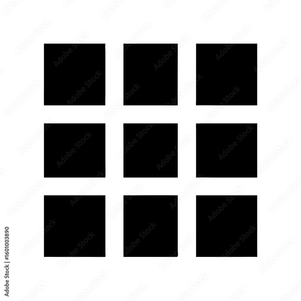 Poster vector art of a black ninesquare grid pattern is displayed on a clean white background representing 