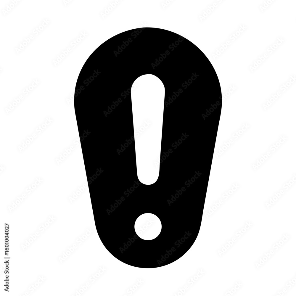 Poster vector art of a bold black exclamation mark symbol with a white inner shape on a clean white backgro